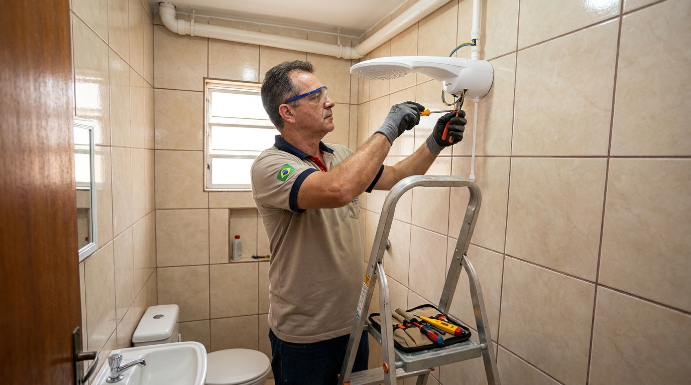 Substituição de Chuveiro Antigo em Suzano‑SP